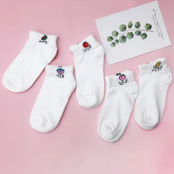 

5 pairs women cotton Thin section korean japanese style ankle happy fuuny the new arrival cute Comfortable short socks