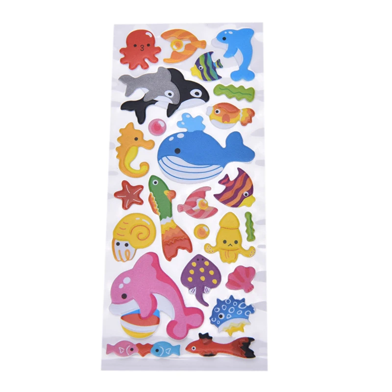1 лист, милый фруктовый Кот, торт, жираф; зоопарк, морские наклейки, скрапбук, наклейки на холодильник, 3D объемные Пузырьковые наклейки для детей - Цвет: 5