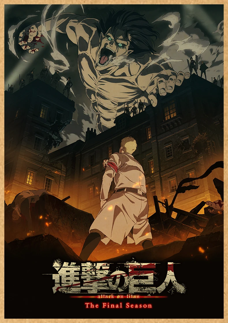 Attack on Titan Anime Poster Decor For Home Posters Room Wall Pictur Kraft Paper Retro And Prints Art Bar Cafe Stickers