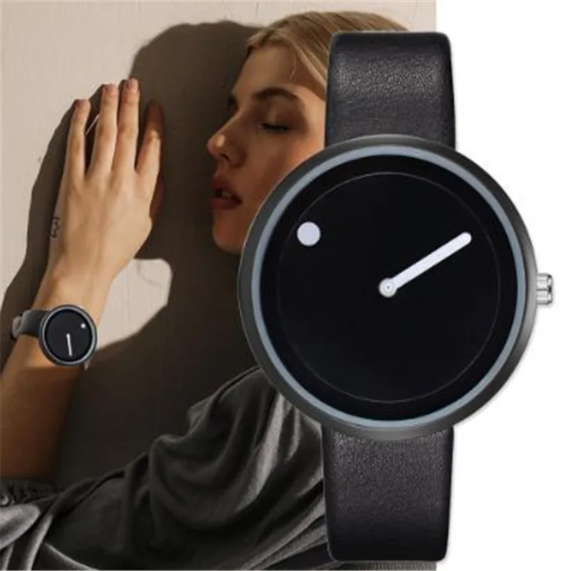 

Man Woman Watch 2019 minimalist style creative new design point and line simple elegant Watches Female Clock relojes para hombre