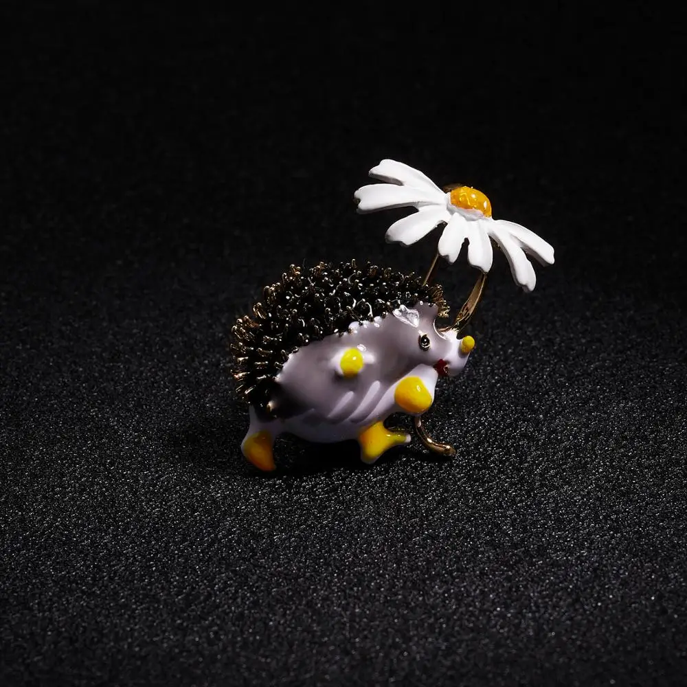 Trendy Cute Hedgehog Animal Brooch Fashion Colorful Daisy Brooches For Women Shoes Coat Accessories New Design Lapel Pins Gift - Image 2