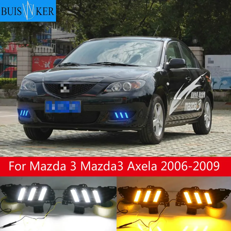 

Дневные ходовые огни для Mazda 3 Mazda3 Axela 2006-2009 светодиодный дневные ходовые огни с указателем поворота, противотуманные фары, 2 шт.