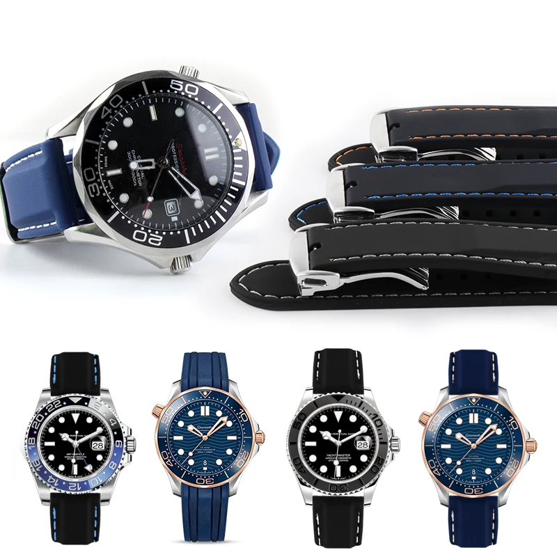 Ремешок силиконовый для часов Seiko5 SRP SKX007 резиновый браслет проспектра PADI Oris