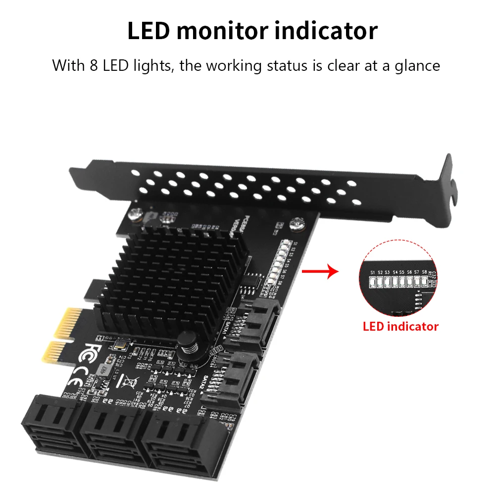PCI-E Sata Adapter 1X 4X PCIE Sata PCI Express Expansion Card 2/4/6/8/10 Ports X1 X16 PCI Controller PCIE3.0 Add On Cards ssd adapter card pcie adapter card pcie expansion card