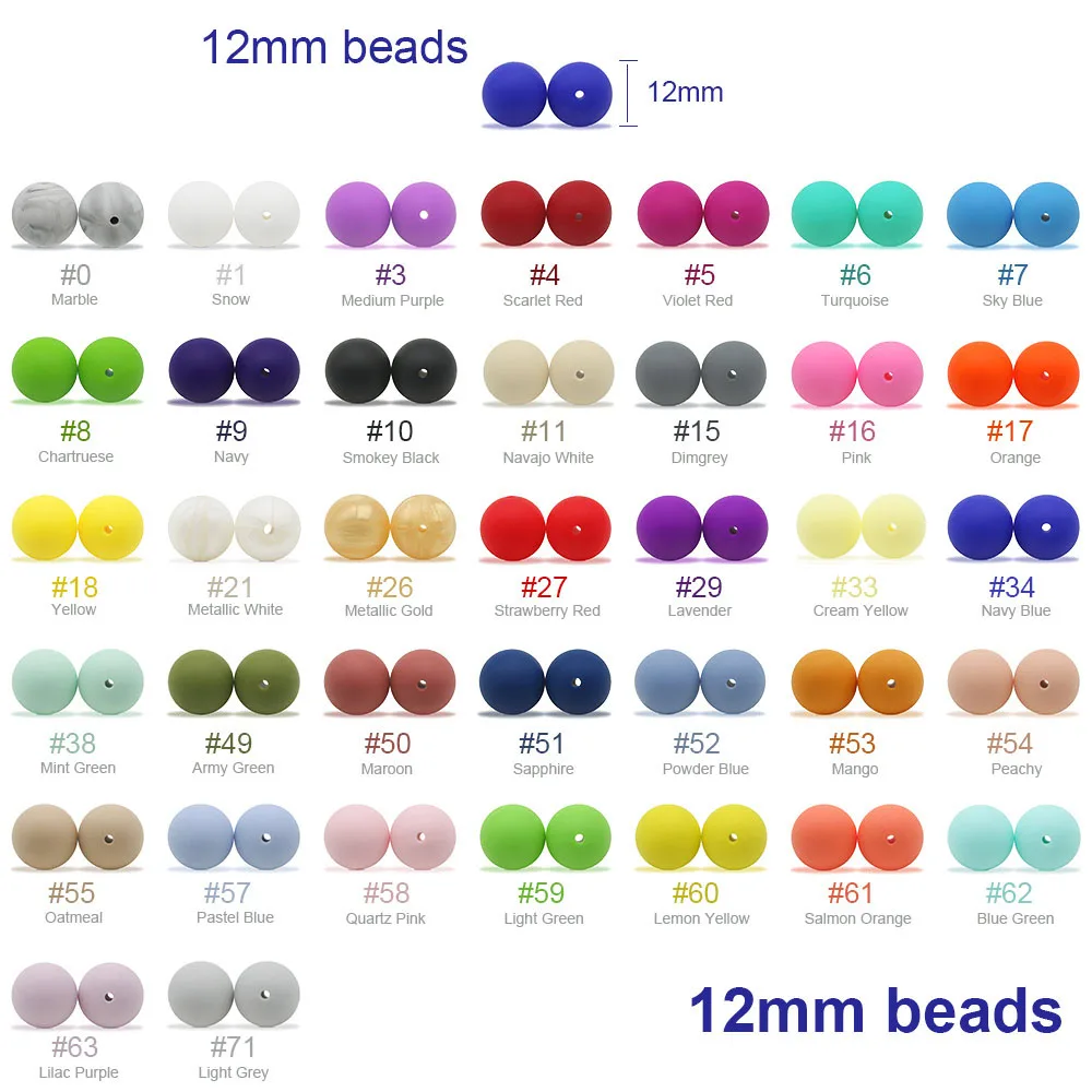 Cute-idea 12mm 10pcs branelli allentati in Silicone massaggiagengive sicuro BPA gratuito, ecologico sensoriale colorato, dentizione per bambini giocattolo masticabile fai da te