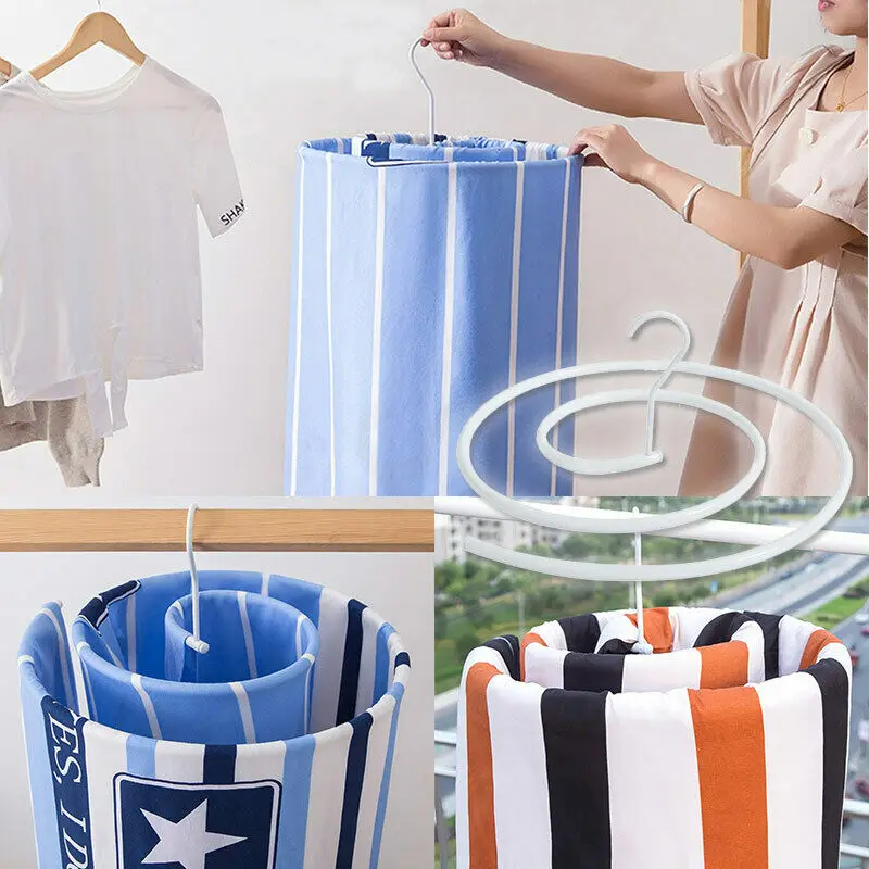 

Stainless Steel Spiral Hanger Round Rotating Drying Racks Bed Sheet Drying Hanger Closet Storage Rack Organizer Racks