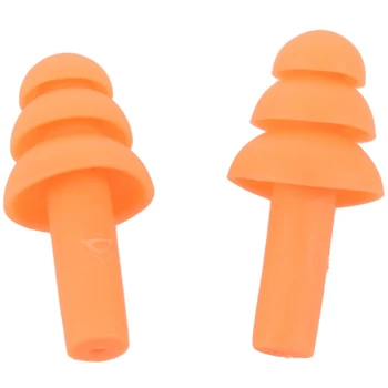 

XSXS--2 x Guard Silicone Swim Swimming Earplugs Orange with Case