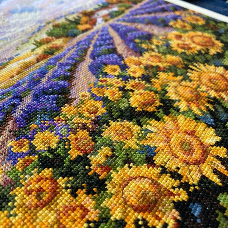 Sea of Flowers Cross Stitch Patterns Kits Unprinted Canvas 11 14CT Embroidery Paintings DIY Handmade Needlework Craft Home Decor cross stitch kit,cross stitch tools