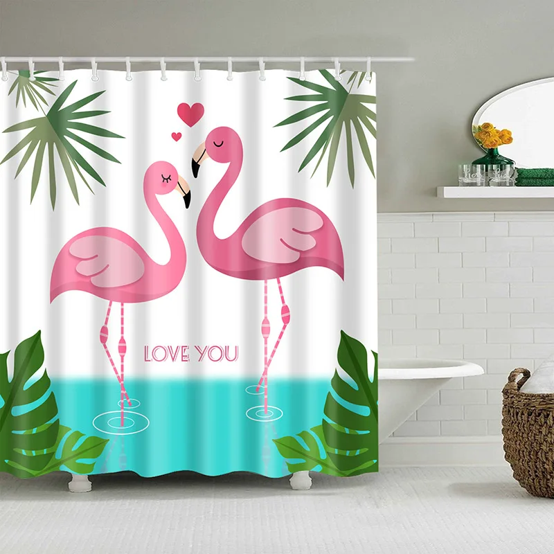 Новая красочная занавеска для душа, Экологичная занавеска с цветочным рисунком фламинго, занавеска из полиэфирного волокна для ванной, занавеска для душа - Цвет: 08