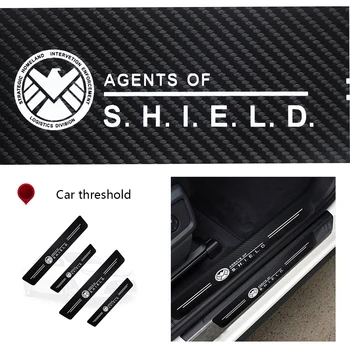 

4PCS Thicken Car Door Sill Anti kick Stickers Marvel Agents of Shield Scuff Anti Scratch Carbon Fiber For BMW Audi Ford Nissan