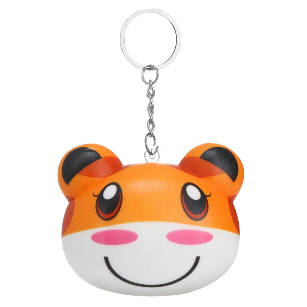 Squishy Toy Soft Slow Rising Animal Face Bread Simulation Bread keychain Stress Reliever Decor Phone Strap Gift #A