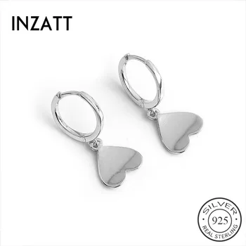 

INZATT Real 925 Sterling Silver Glossy Heart Hoop Earrings For Fashion Women Party Fine Jewelry Cute Minimalist Accessories Gift