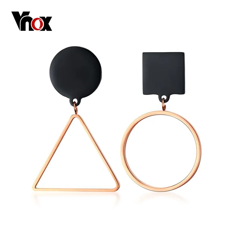 Vnox геометрический Серьги гвоздики Нержавеющая сталь асимметрия Для женщин