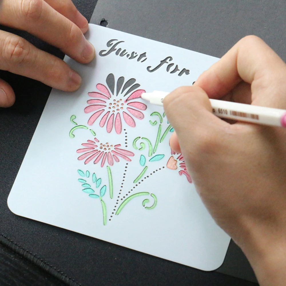 

1 Pcs Flower Letter Stencils for Painting Template Drawing DIY Photo Album Scrapbooking Diary Bullet Journal Templates Decor