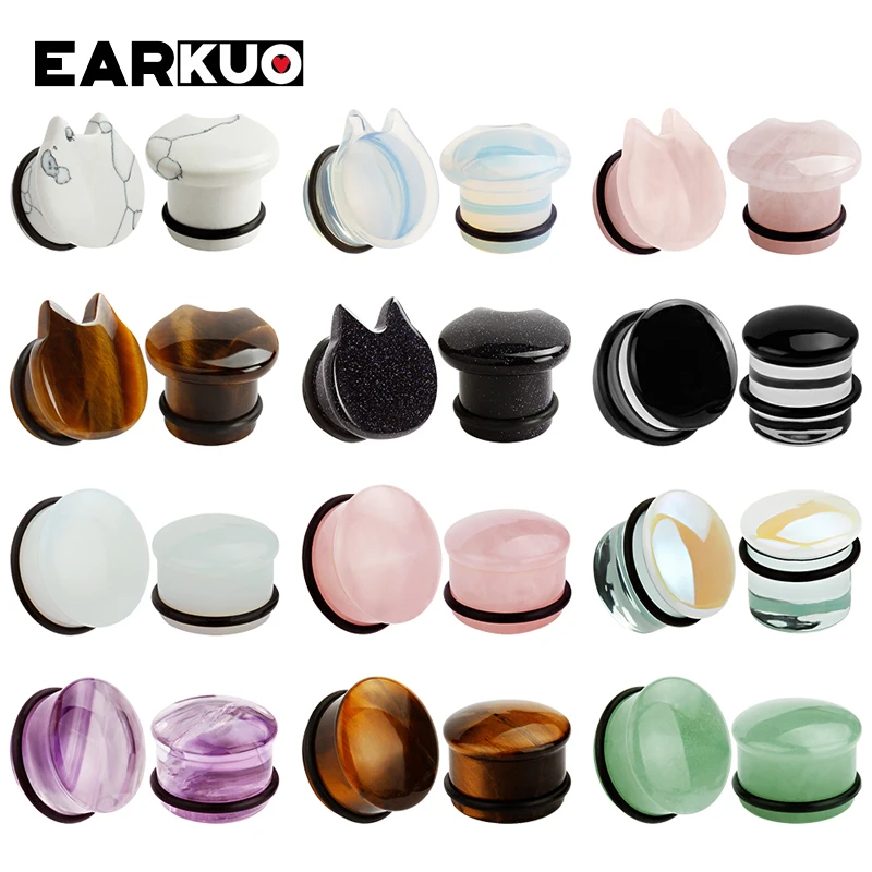 EARKUO Best Quality Glass Cute Car Stone Ear Plugs Gauges Fashion Piercing Body Jewelry Earring Tunnels Stretchers 6-16mm 2PCS | Украшения