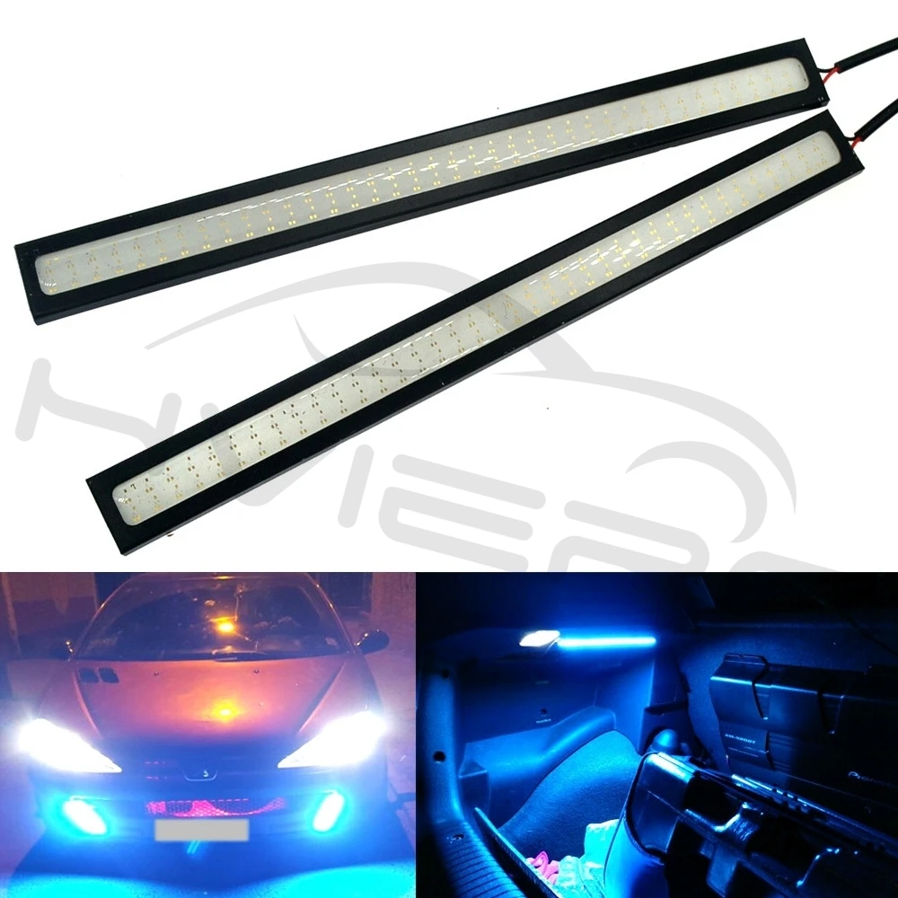 Hviero White Blue 14cm Double Row 60Leds COB Car Led Auto DRL Driving Daytime Running Lamp Fog Light  DIY Ultra Bright Waterproof 