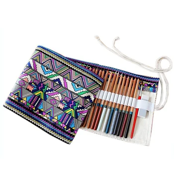 

36 Holes Storage Student Portable Stationery Kawaii Artist Canvas Roll Up School Supplies Pencil Case