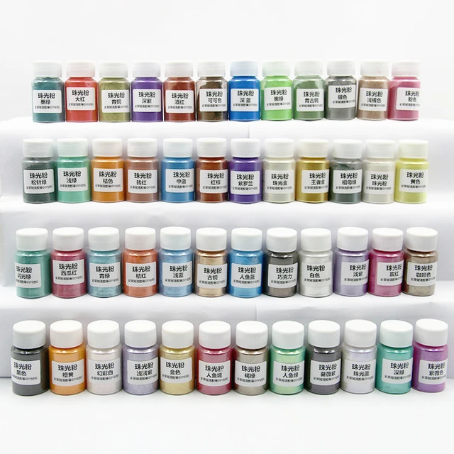 Mica Powder Set of 12 Shimmery Pigment Dye for Slime, Soap, Resin