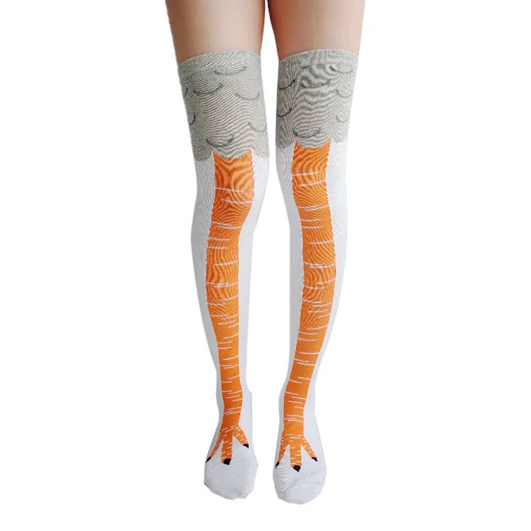 Женские носки с объемным изображением забавного цыпленка; сезон осень-зима высокие носки до бедра милые забавные женские креативные носки с объемным рисунком - Цвет: 3