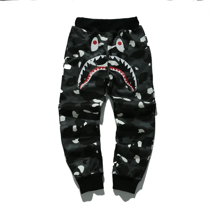 

Japanese-style Street Popular Brand Shark Night Light Camouflage Star Spot Pure Cotton Trousers Beam Leg Casual Large Size Sweat
