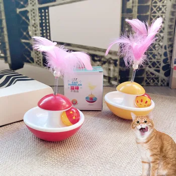 

Cat Supplies Toy Feather Tumbler With Sounding Bell Ball Stuff Play Structure Paws Games Accessories Interactive Cat Products