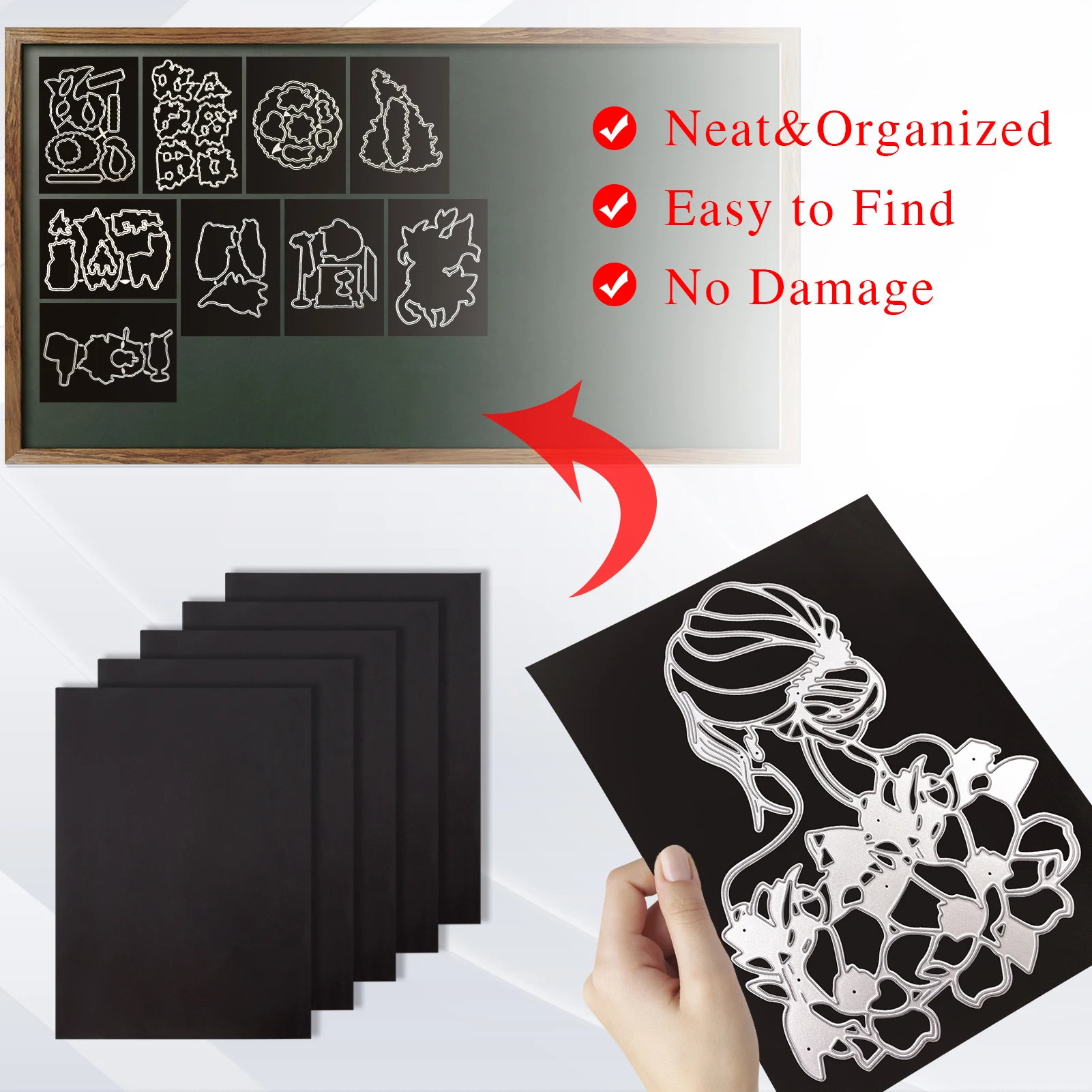 5PCS Quality Transparent Storage Bag And Magnetic Mats Store Metal Cutting Dies Silicone Stamp Bump Template Stickers Cover storage bag