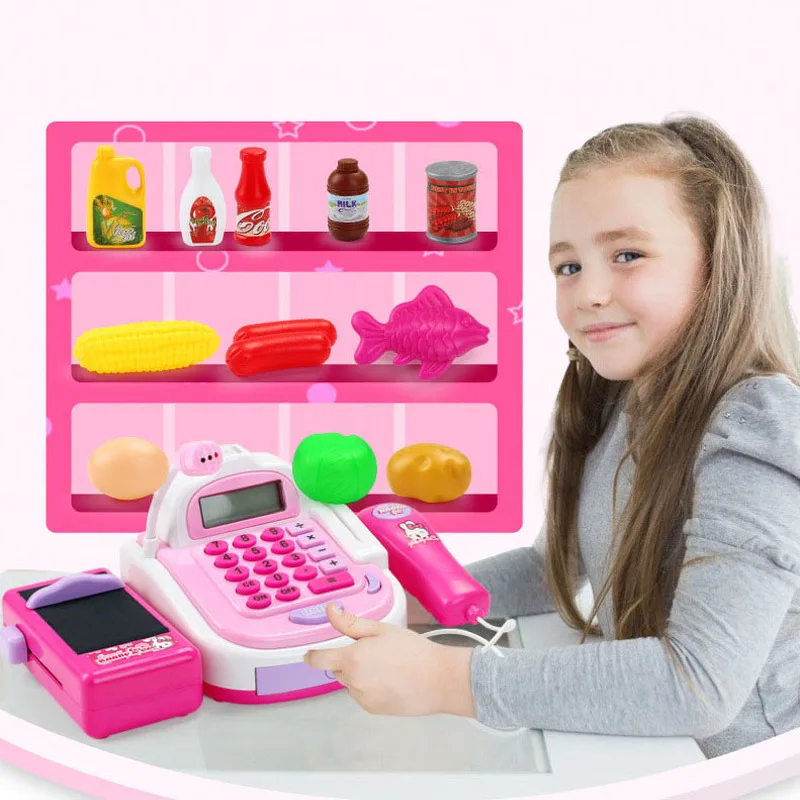

Children's Cash Register Toy Children Ticket Office Box Simulation Educational Toys Girl Cash Baby Toys Store Cash Register Set
