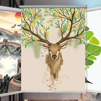 

Cartoon Thicken Restaurant Kitchen Bedroom Curtains Home Decor Shading Liftable Punch-free curtain Convenient kitchen Tools