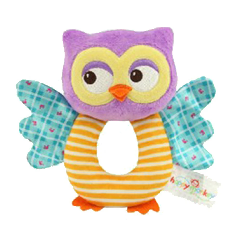 0-3 Y Baby Clear Sound Early Education O Shape Shower Rattle Gift Owl Visual Perception Play Monkey Animal Plush Toy Soft - Цвет: Owl