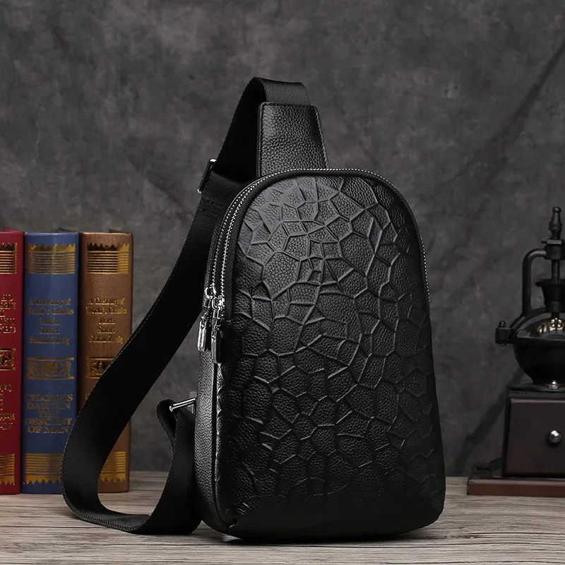 

2018 Spring And Summer-Men's Bag Genuine Leather Men's Chest Pack Import Full-grain Leather Genuine Leather Bag Fashion Soft Lea