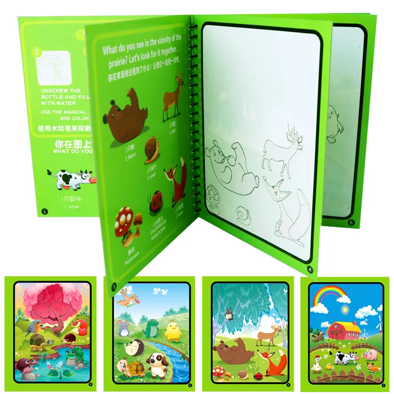 

8 styles Magic Water Drawing Book Coloring Doodle & Magic Pen Drawing Toys early education For Kids Birthday Gift