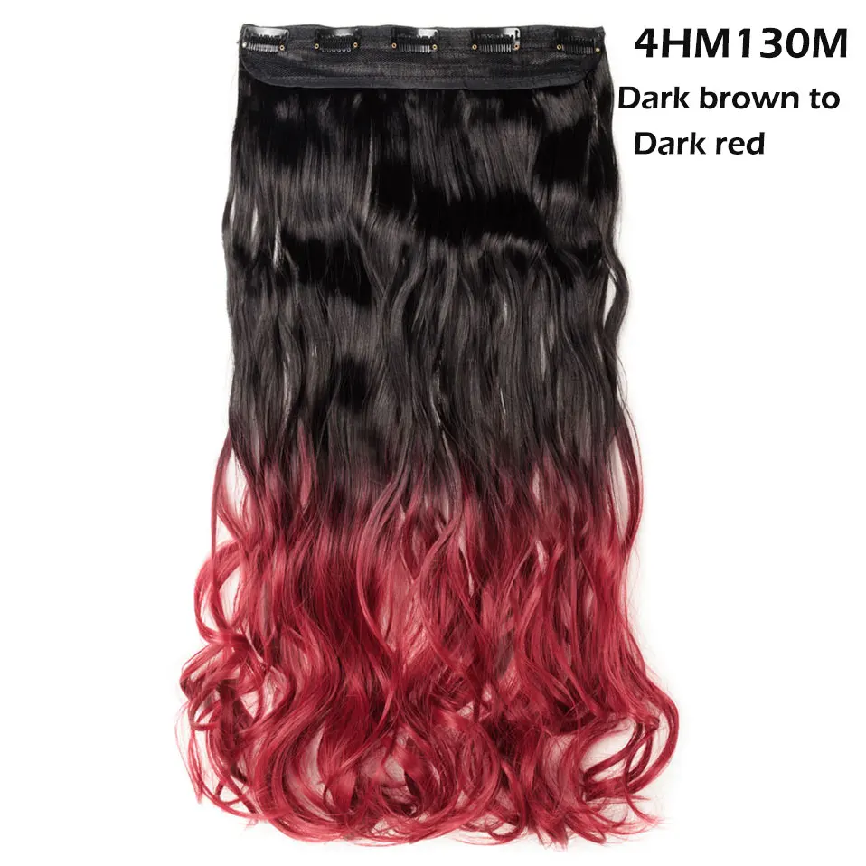 S-noilite 24 дюйма кудрявые 5 клипсов смешанные цвета клип в одной части накладные волосы Омбре цвет синтетический зажим в волосах для женщин