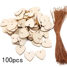 100Pcs DIY Wooden Heart Pendant Cafe Ornament Christmas Valentine Wedding Party Favor Decoration 100Pcs DIY Wooden Heart Pendant Cafe Ornament Christmas Valentine Wedding Party Favor Decoration