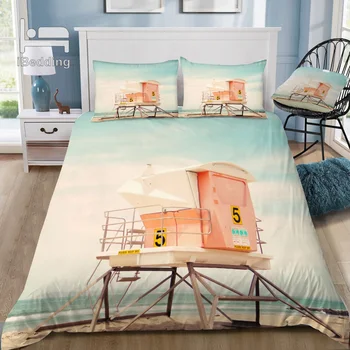 

Beach Tower 3D Bedding Set Printed Duvet Cover Set Queen King Twin Size