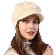 Женская вязаная шапка осень и зима плюс бархатная вязаная шерстяная шапка