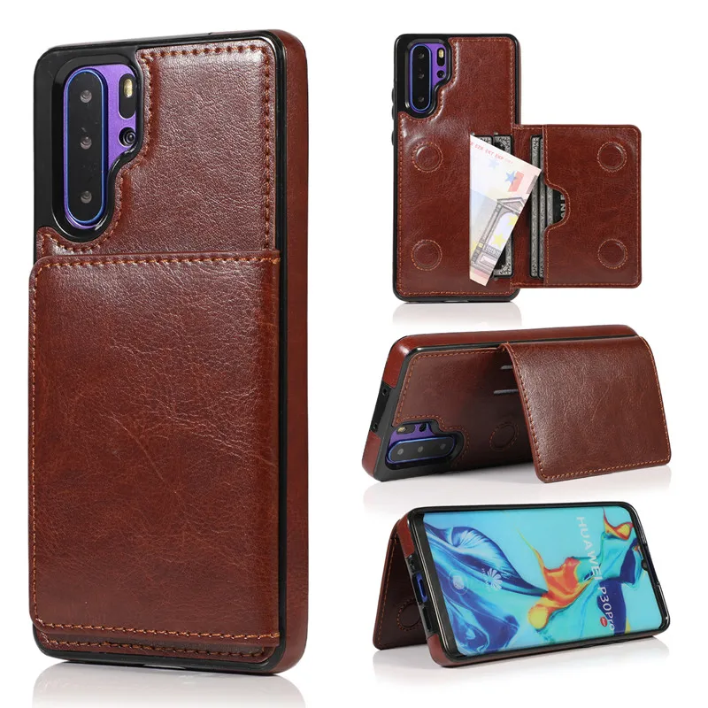 

Magnetic Flip Wallet Cover for Huawei P30 Mate 20 Lite Pro Card Slots/Holder Shock Absorbing Premium Leather Protective Case