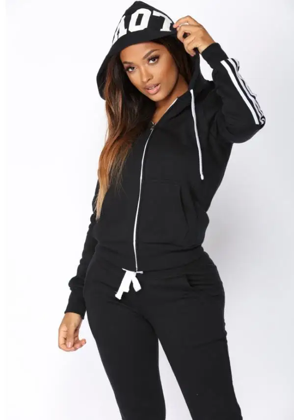 2 Piece Set Women Pant And Top Autumn Plus Size Casual Outfit Sexy Sweat Suits Two Piece Sweatshirt Tracksuit - Цвет: Темно-серый