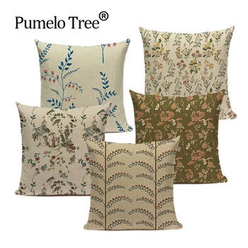 Plant and Flower Print Pillow Cover 1