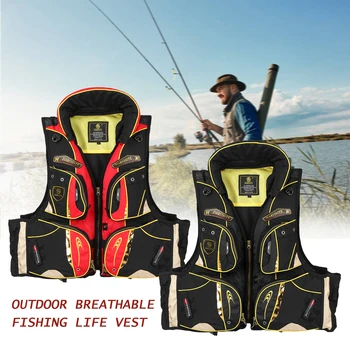 

Fishing Life Jacket with Multiple Pockets Floatation Vest Adults Buoyancy Waistcoat boats life jacket