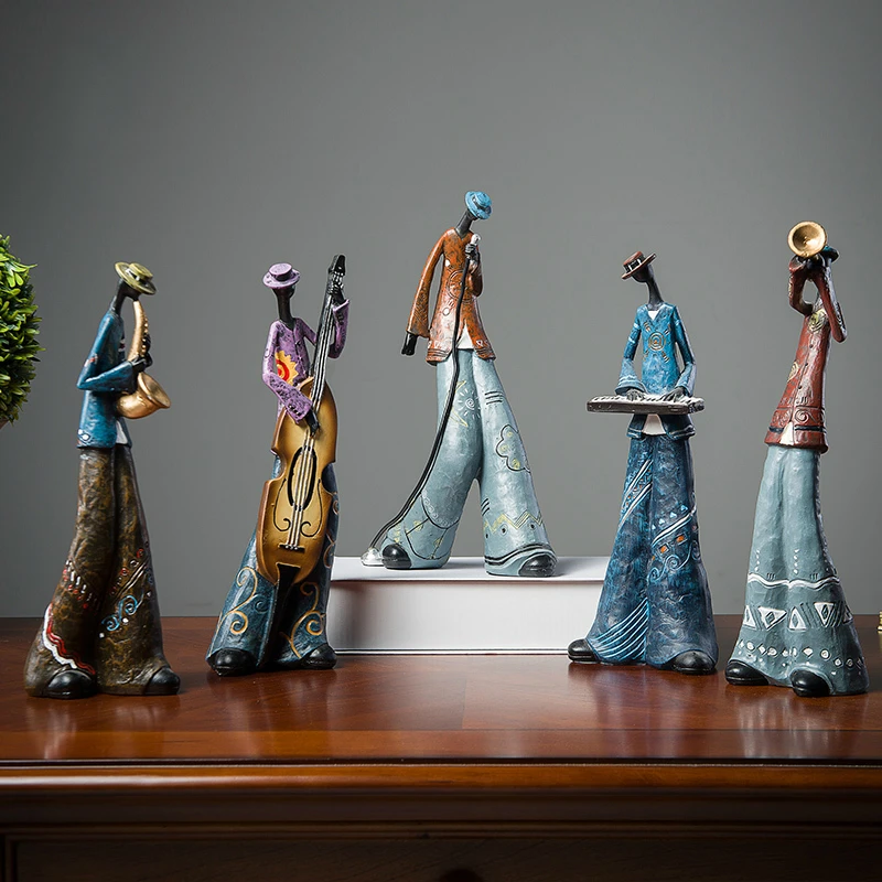 Rock Band Music Art Character Model Statue Creative Living Room Decoration Wine Cabinet Ornaments Figurine Resin