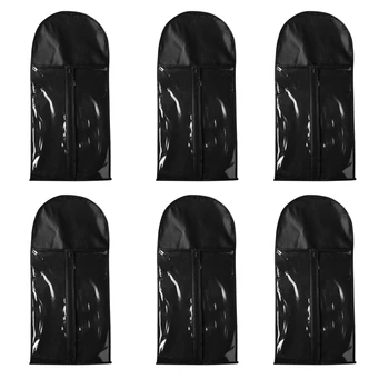 

6 Pieces Professional Hair Extensions Wig Storage Bag Holder Case Dustproof Organizer Protect Wigs Pouch Black