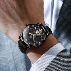 OLEVS reloj automático de lujo para hombre, cronógrafo mecánico con diseño de esqueleto, resistente al agua, nuevo, 2022