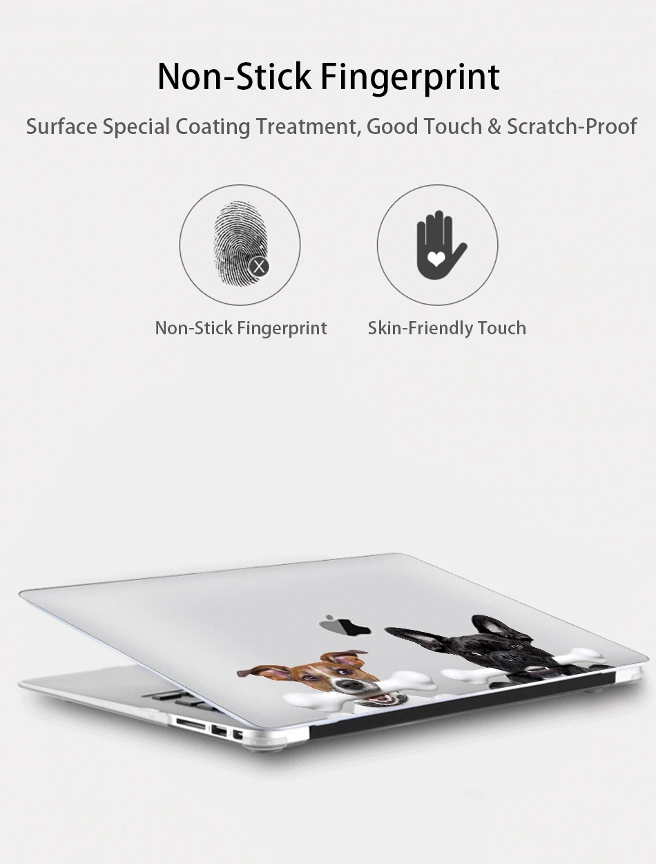 MTT Кристальный жесткий чехол для Macbook Pro retina 13 15 Touch bar Air 11 13 чехол для ноутбука с мультяшной собакой для macbook 12 дюймов A1534