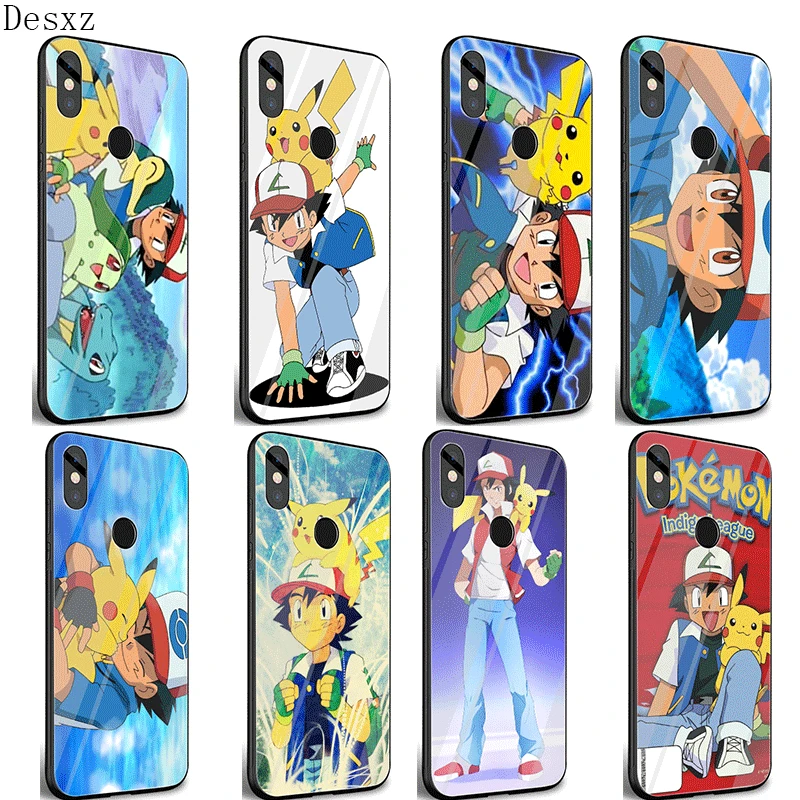 Чехол для мобильного телефона из стекла ТПУ Xiaomi Mi Note7 5 6 Pro Poco F1 A1 A2 4X5X6X9 чехол Pokemons