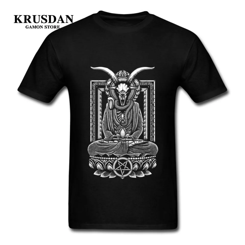 Летняя Повседневная Дизайнерская футболка с принтом Baphomet мужские брендовые Топы
