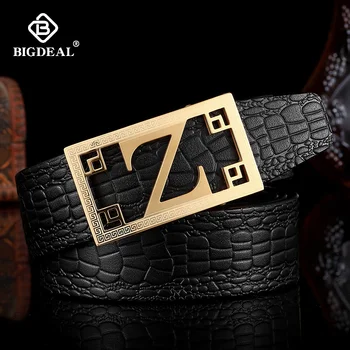 

Men Cowskin Genuine Leather Belt Stainless Steel Automatic Buckle Belt for Men High Quality Business Casual Fashion Male Strap