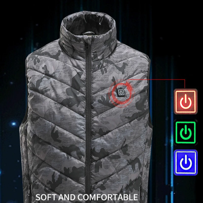 Euro Size s-4XL Men Autumn Winter Flexible Electric Thermal Cloth Waistcoat Fish Hiking Outdoor USB Infrared Heating Vest Jacket