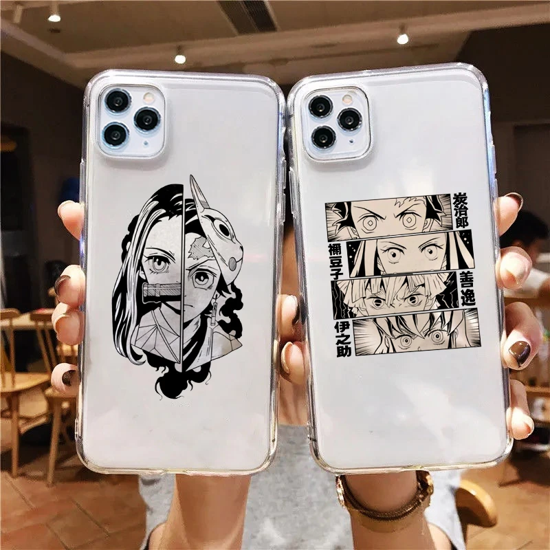 Cute Japan Anime Demon Slayer Clear Phone Case For iPhone 13 11 12 Pro MAX XS XR 7 SE20 X 8Plus Kimetsu No Yaiba Soft Cover Capa lifeproof case iphone xr