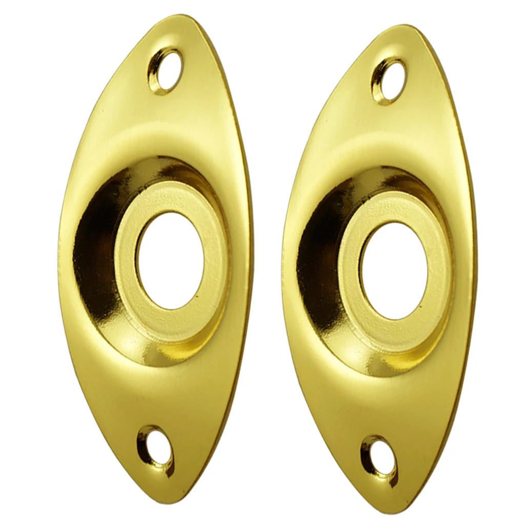 2pcs Electric Bass Guitar Replacement Oval Jack Mounting Socket Plate Output Input Socket Cover Plate with 4 Mounting Screws