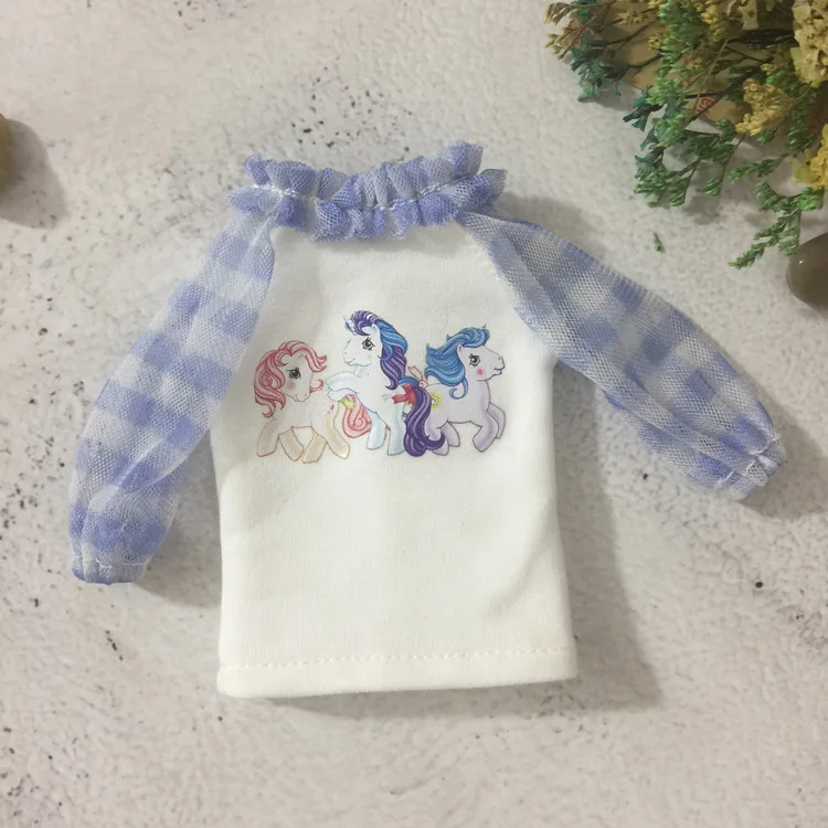 T02-X619 одежда Blyth Doll 1/6 куклы OB24 аксессуары azone одежда ручной работы клетчатая строчка мультфильм длинная футболка 1 шт